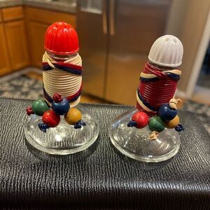 Vintage Nautical Type Glass Salt and Pepper Shakers